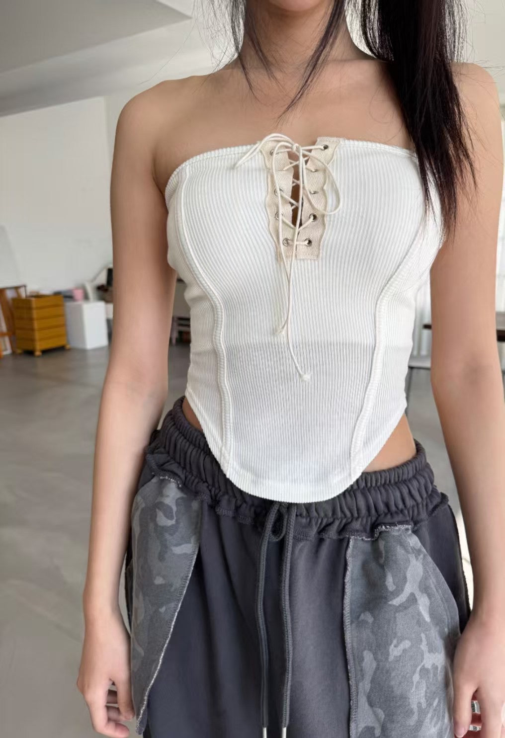 [ 🆕 復古玩味 🎱⋆⭒˚.⋆ 小性感 padded top ] Padded Tie Up Top - 3 colours