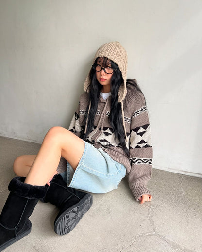 [ 針織可愛小帽子～ ] Trapper Hat Knit - 3 colours
