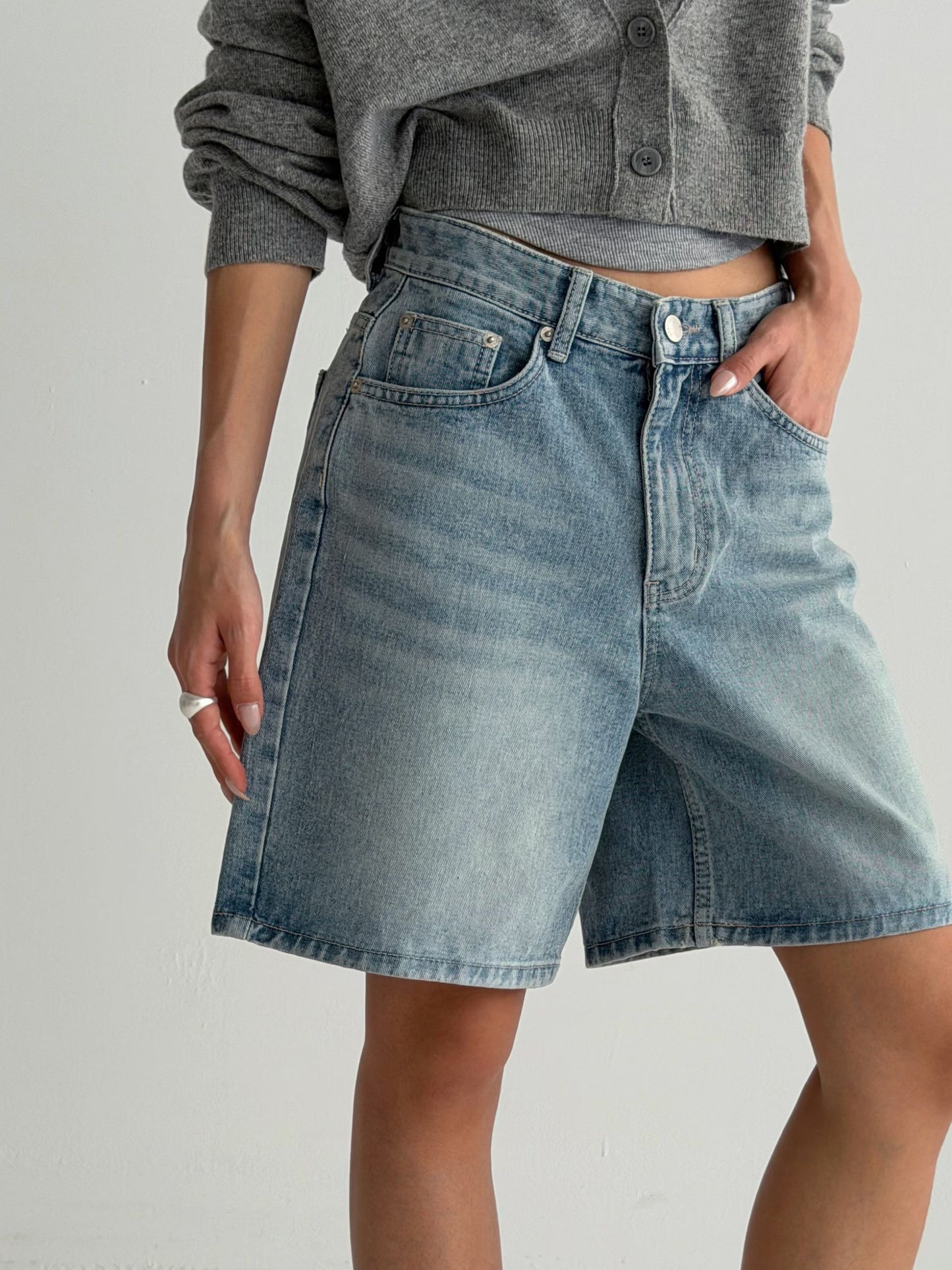 🆕 Washed Denim Bermuda Shorts
