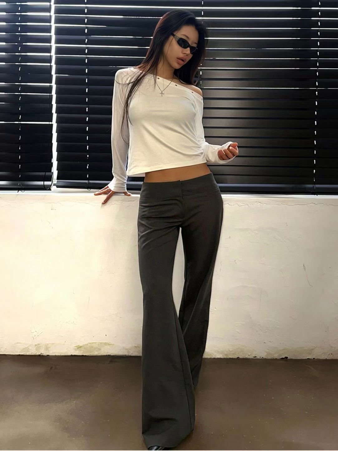 [ 🆕 歐美型格ִ ࣪𖤐.ᐟ 超顯瘦 低腰喇叭褲 ] Anna Low Waist Flare Slack Pants - 2 colours