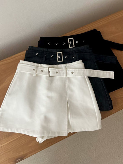 [ 🆕 簡約必備! 短裙褲連皮帶) ] Common Mini Skort With Belt - 3 colours