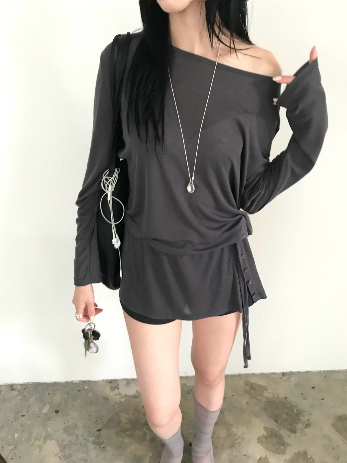 Asymmetric Side-Button Tunic Top - 3 colours
