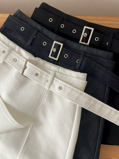 [ 🆕 簡約必備! 短裙褲連皮帶) ] Common Mini Skort With Belt - 3 colours