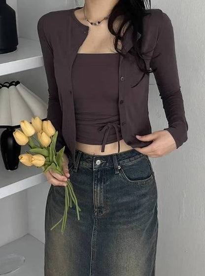 [ 🆕 一件多著~ 親膚毛感]  Two-way Tie Tube Top + Cardigan - 3 colours