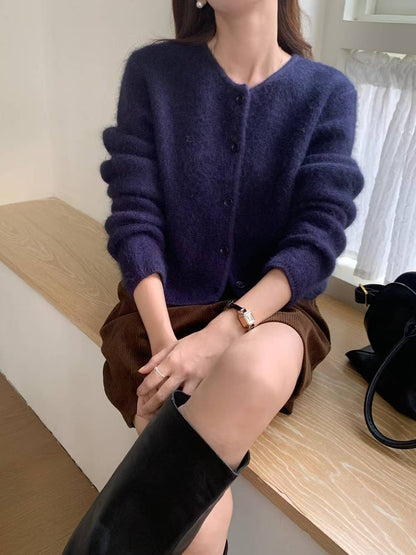 [ 🆕 親膚雲感~ 輕盈保暖~ 高質安哥拉山羊毛冷衫 ] Fleecy Angora Cardigan - 7 colours