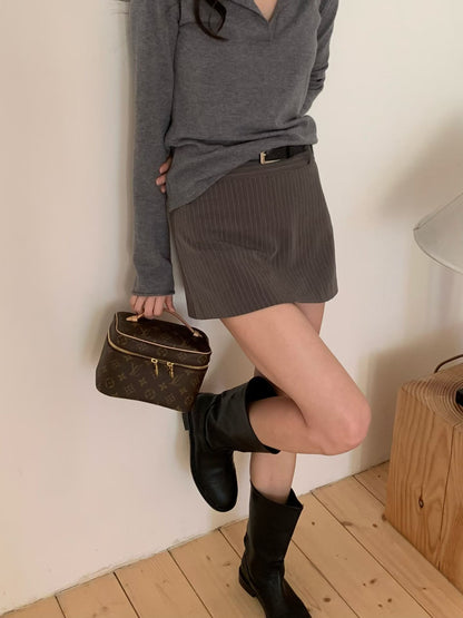 [ 🆕 簡約必備 𐙚⋆.˚ 直間短裙 ] Needa Mini Skirt Stripes - 2 colours