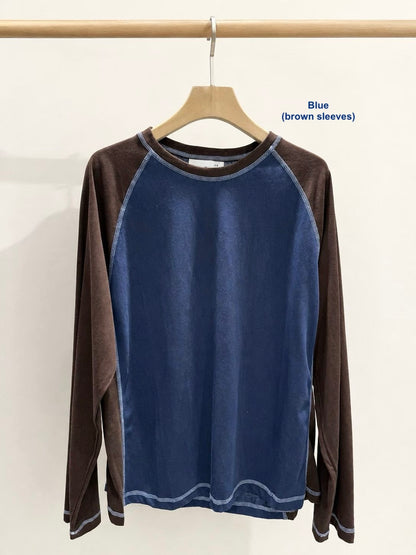 Contrast Stitch Raglan Long Sleeve - 4 colours