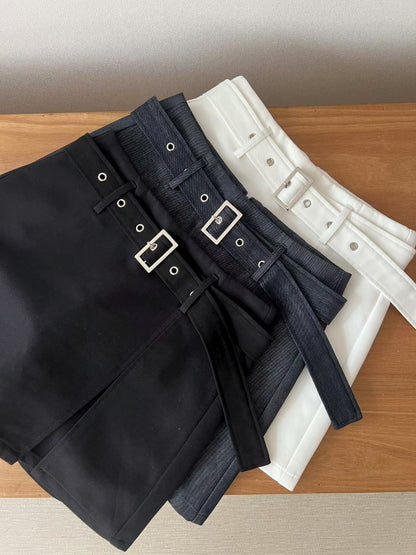 [ 🆕 簡約必備! 短裙褲連皮帶) ] Common Mini Skort With Belt - 3 colours