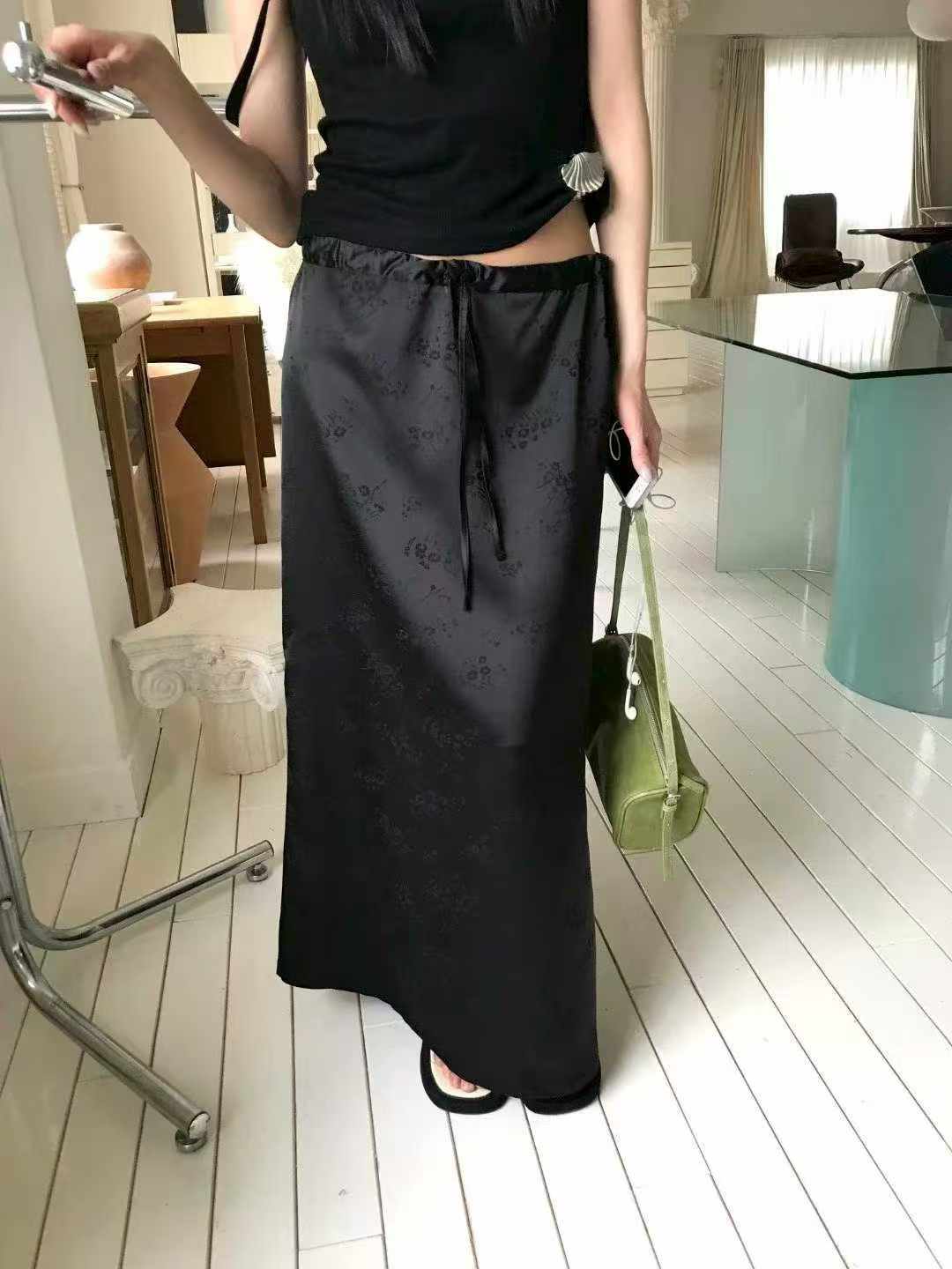 🆕 Satin Jacquard Drawstring Maxi Skirt - 2 colours