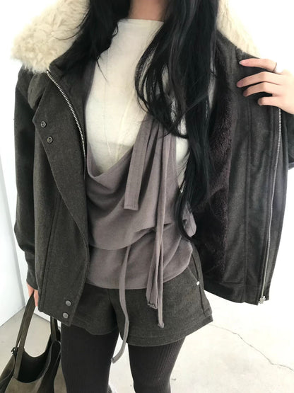 [ 潮流 pick! 歐美型格暖笠笠外套 ] Bomber Faux Jacket  - 2 colours