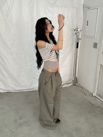 [ 🆕 間條 + 斜膊 = 時尚新指標 ] Jeju Asymmetric Top Stripes - 3 colours