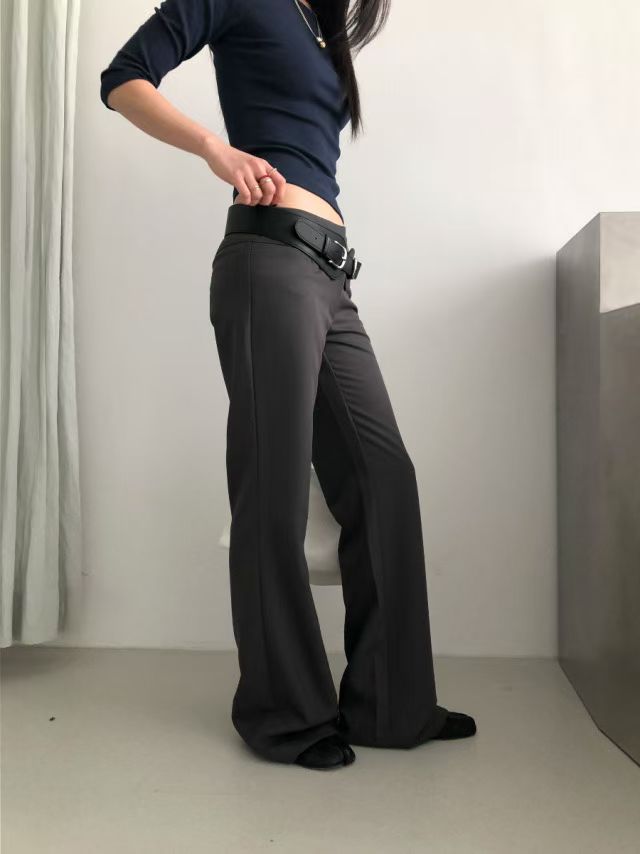 [ 🆕 歐美型格ִ ࣪𖤐.ᐟ 超顯瘦 低腰喇叭褲 ] Anna Low Waist Flare Slack Pants - 2 colours