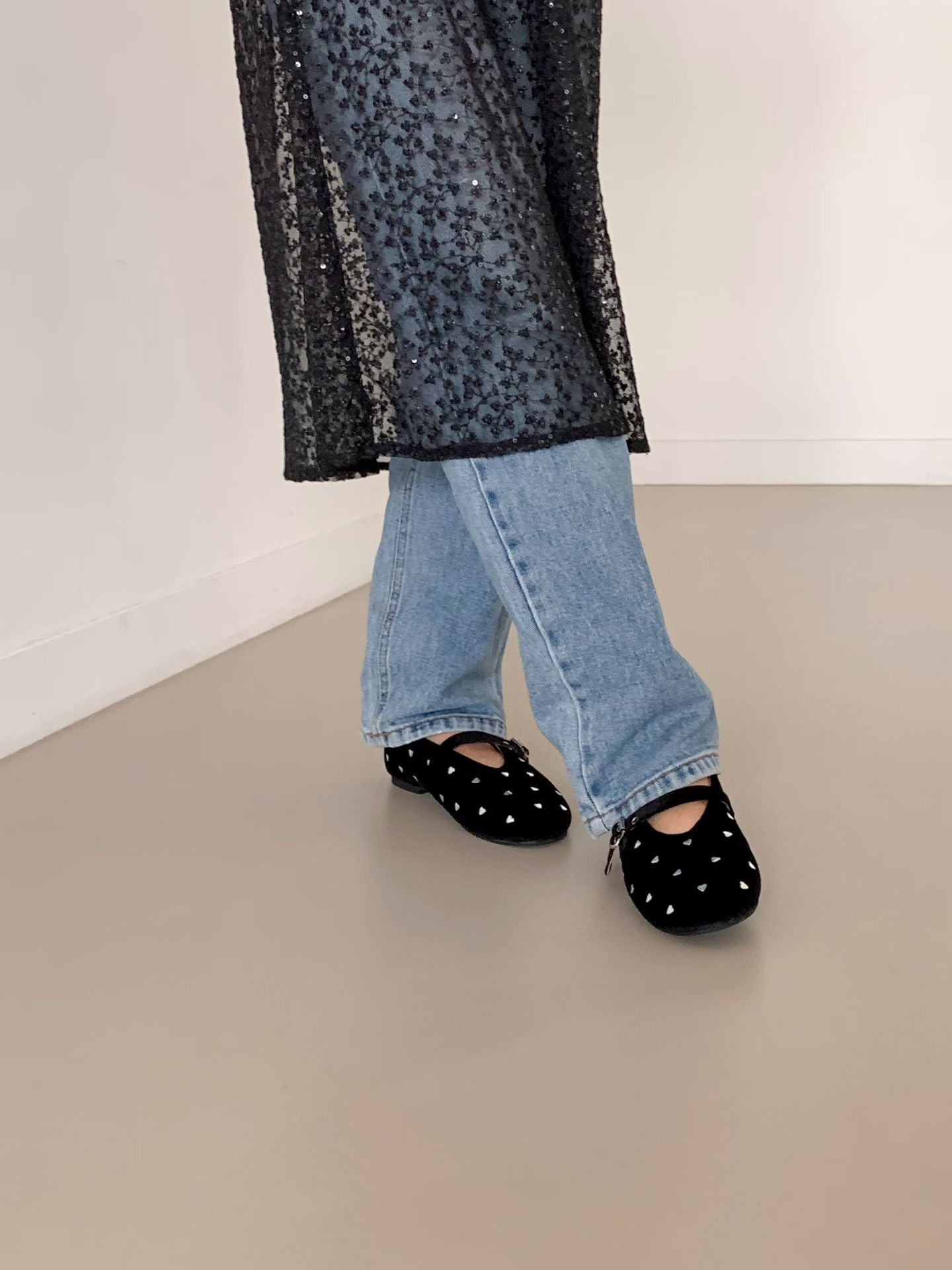 [ 🆕 好可愛!! 絨面心型 Mary Jane flats] Mini Heart Velvet Flats