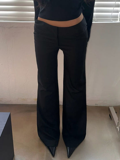 [ 🆕 歐美型格ִ ࣪𖤐.ᐟ 超顯瘦 低腰喇叭褲 ] Anna Low Waist Flare Slack Pants - 2 colours