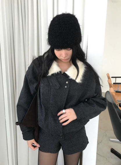 [ 潮流 pick! 歐美型格暖笠笠外套 ] Bomber Faux Jacket  - 2 colours