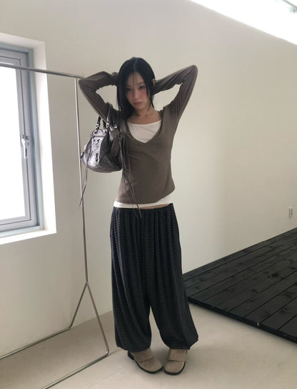 Layered V-Neck Ribbed Top - 3 colours