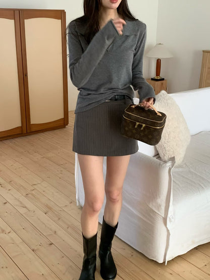 [ 🆕 簡約必備 𐙚⋆.˚ 直間短裙 ] Needa Mini Skirt Stripes - 2 colours