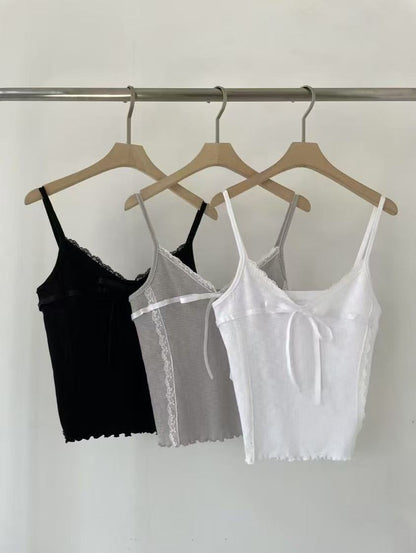 [ 🆕 可鹽可甜 𐙚⋆°🦢.⋆ᥫ᭡ 絲帶蝴蝶結小背心 ] Palette Lace Cami - 2 colours