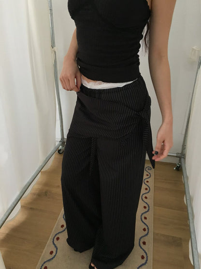 [ 🆕 極力大推薦 .✦ ݁˖ 清爽涼浸浸⋆˚࿔直間休長褲 ] Everyday Pants Stripes (with small scarf) - 2 colours