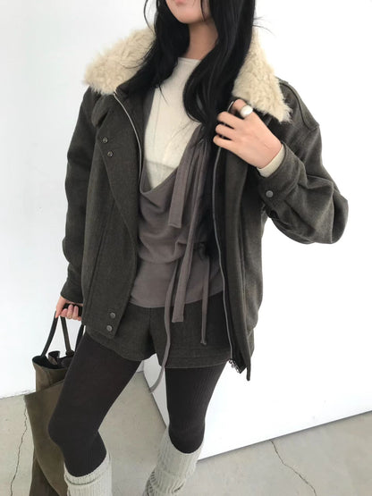 [ 潮流 pick! 歐美型格暖笠笠外套 ] Bomber Faux Jacket  - 2 colours