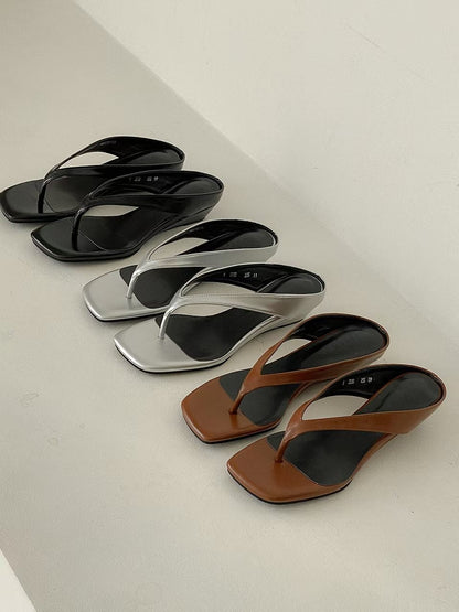 🆕  Minimalist Square-Toe Wedge Sandal - 3 colours