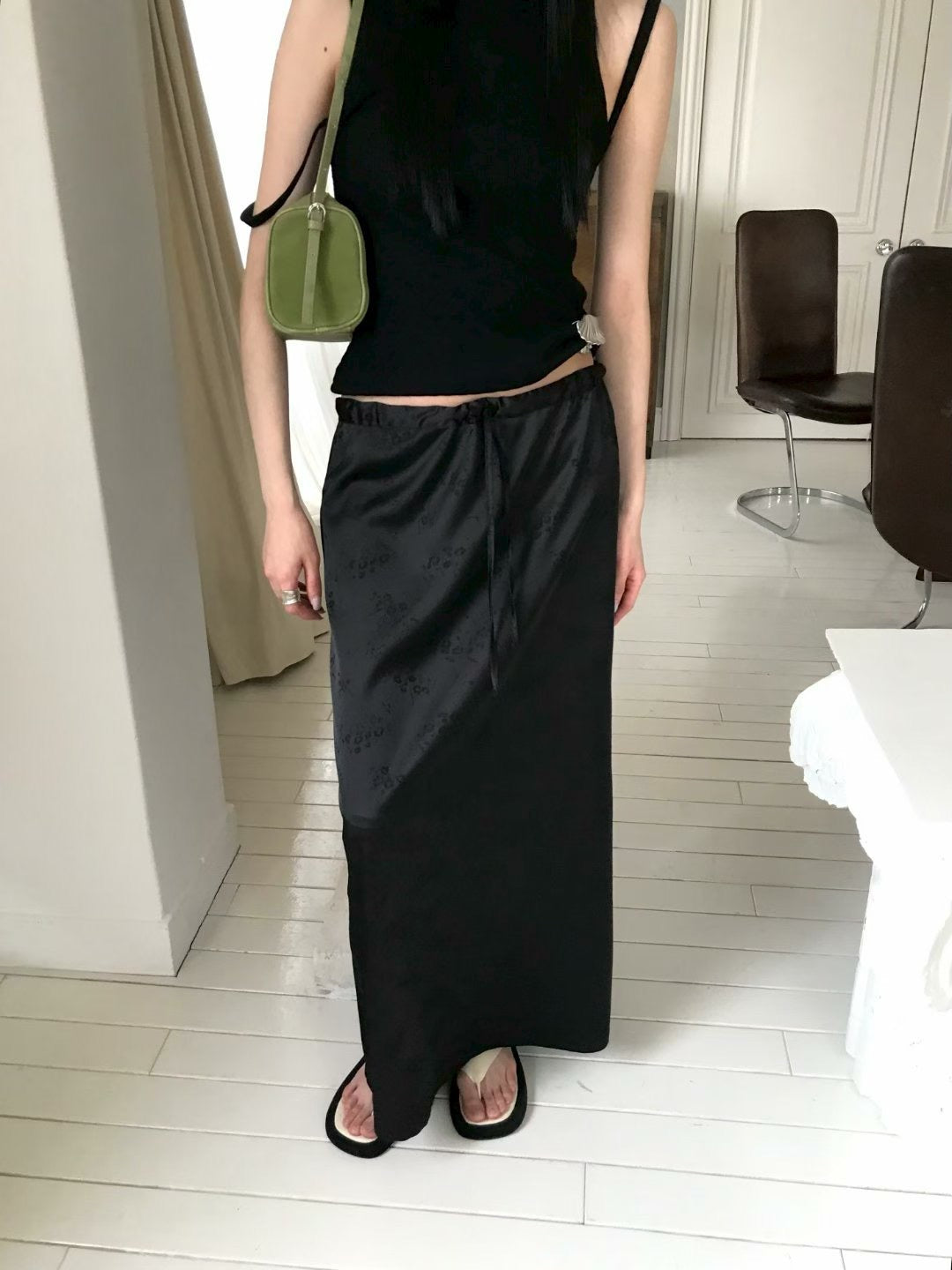 🆕 Satin Jacquard Drawstring Maxi Skirt - 2 colours