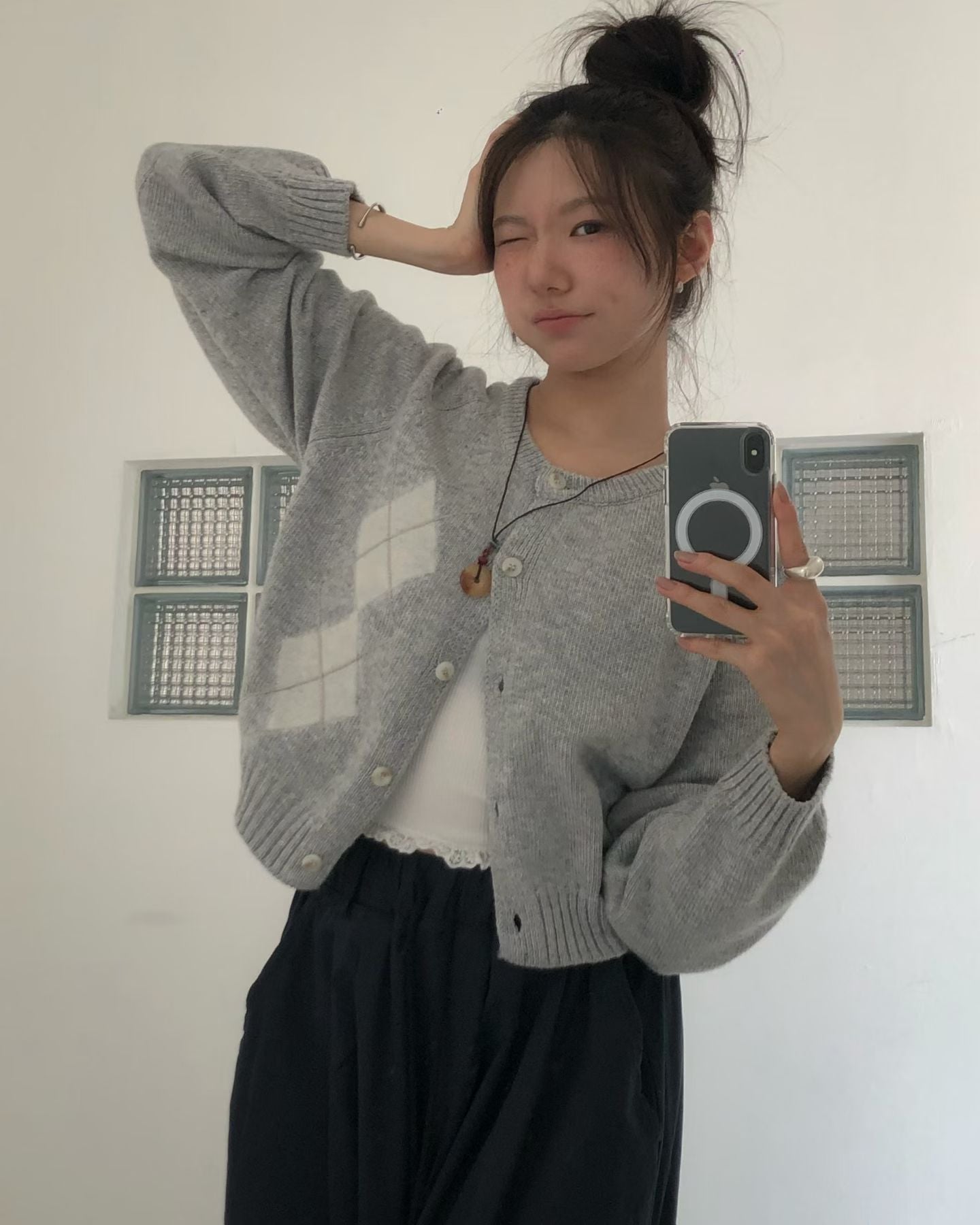 [ 🆕 私心自留~ 不撞款! 💘 高級感閃閃菱形格冷衫 ] Como Classy Cardigan - 3 colours