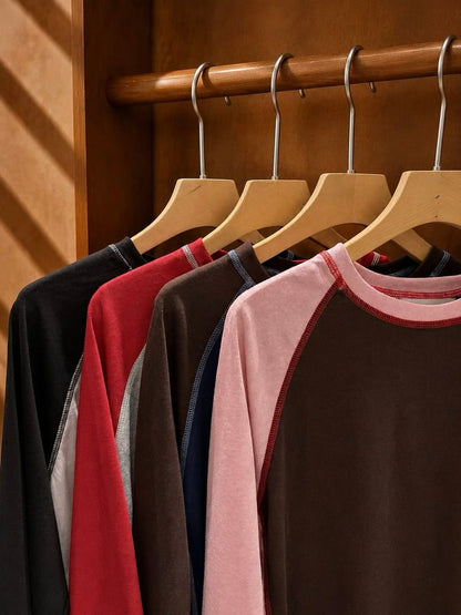 Contrast Stitch Raglan Long Sleeve - 4 colours