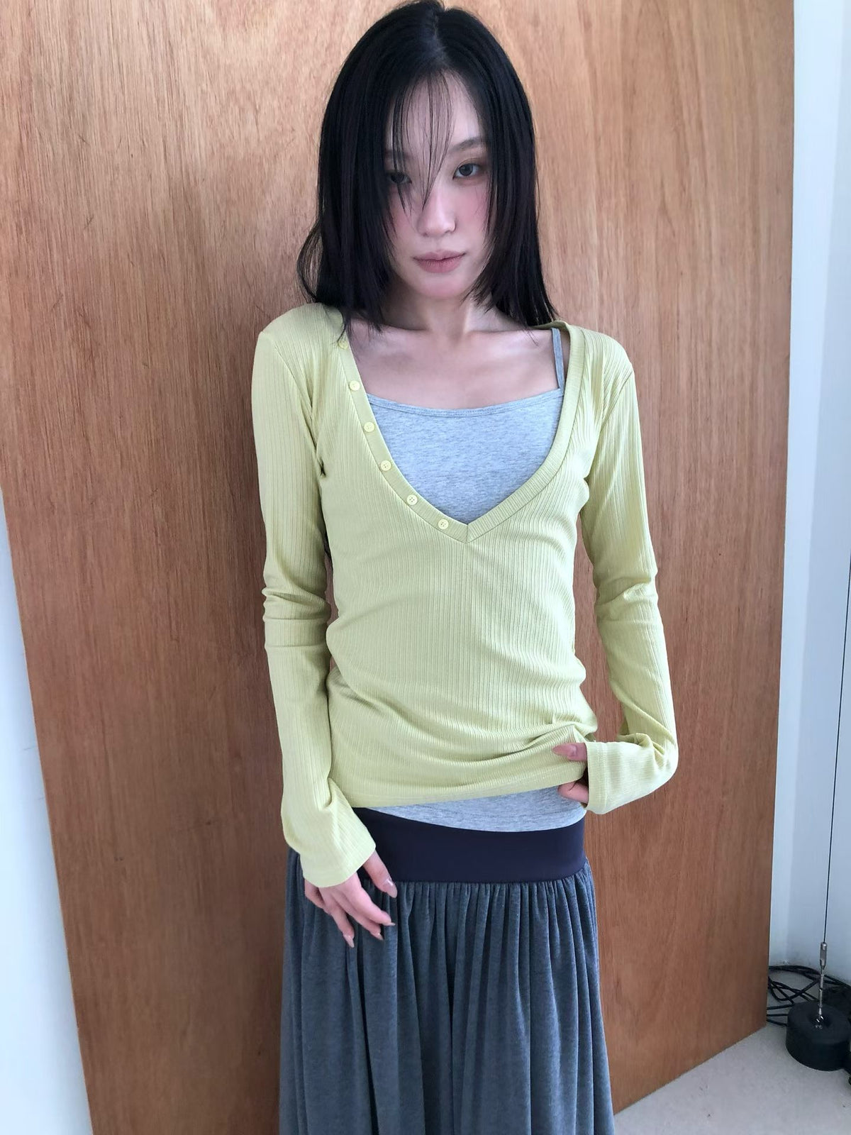 Layered V-Neck Ribbed Top - 3 colours