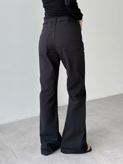 SALE [ 舒服 + 靚cut 🪽 歐美隨性高腰喇叭褲 ] Way Cool Mini Belt Flare Pants - 2 colours