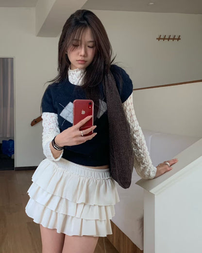 [ 🆕 溫柔氣質 🐚 透視蝴蝶結 lace ] Lacey Bow Turtle Neck Top - 3 colours