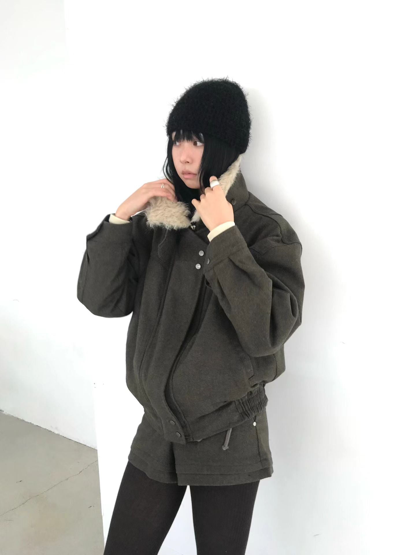[ 潮流 pick! 歐美型格暖笠笠外套 ] Bomber Faux Jacket  - 2 colours