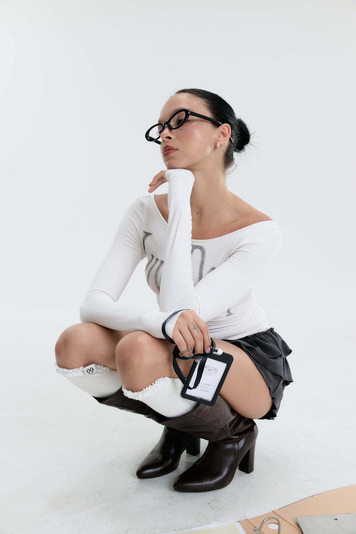 Luv Dept / Ruffle Knee-High Socks - Ivory