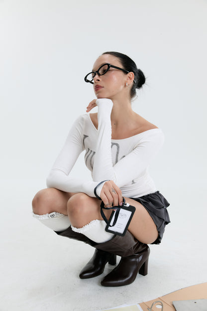 Luv Dept / Ruffle Knee-High Socks - Ivory