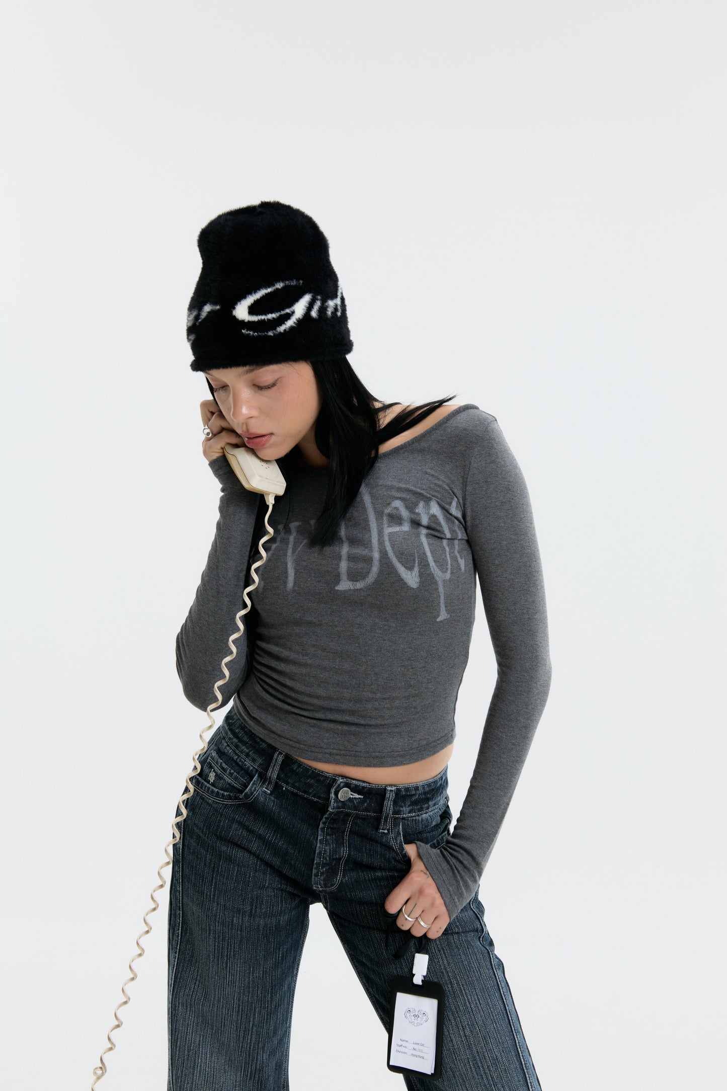 Luv Dept / Signature Luv Dept Tie Up Top - Charcoal