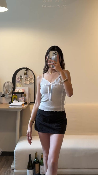 [ 🆕 可鹽可甜 𐙚⋆°🦢.⋆ᥫ᭡ 絲帶蝴蝶結小背心 ] Palette Lace Cami - 2 colours