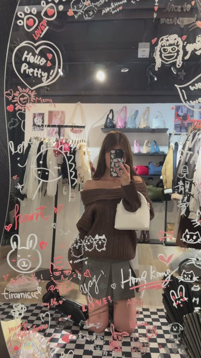 [ 新色到 ! 歐美甜美造型必備! ] Oversized Off-shoulder Chunky Sweater - 3 colours