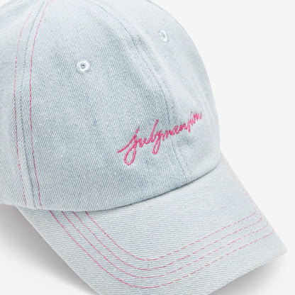 July Mansion - TJM Handwritten Cap in Pink/Light Denim