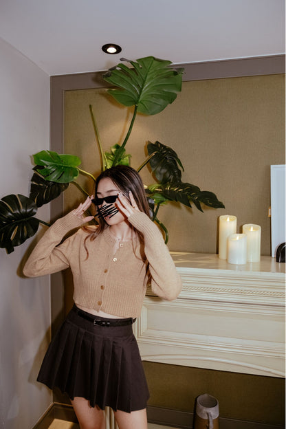 Scholar Cropped Cardigan - Brown