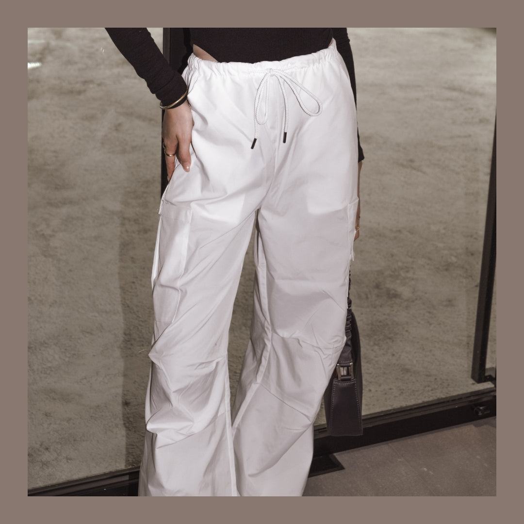 [ 潮人必備 ! ] Lightweight Parachute Cargo Pants - White