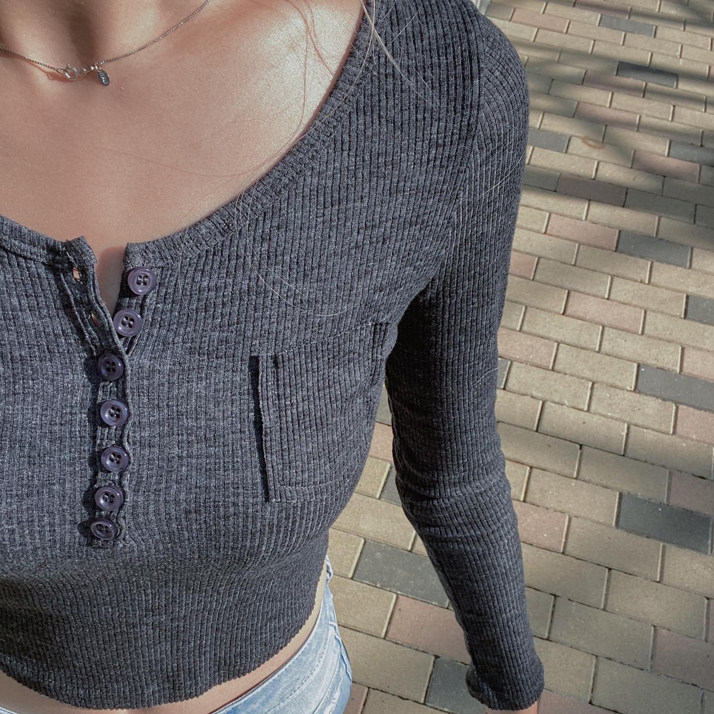 Button Up Long Sleeve Basic Top