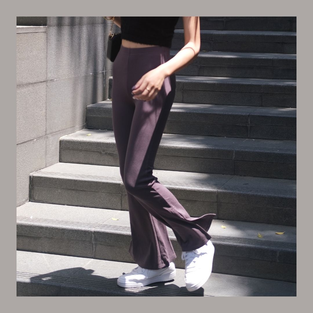 Just Go High-waist Flare Pants - Dark Grey