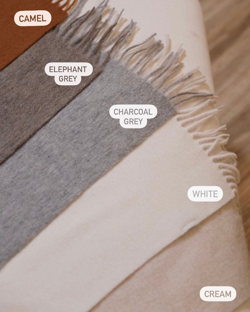 100% Wool Scarf - Cream