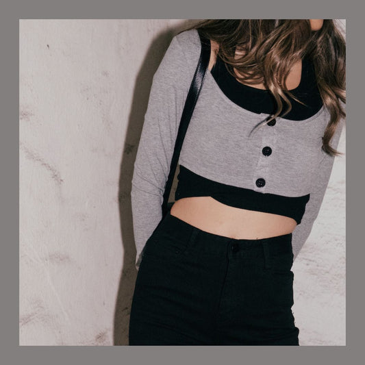 Double Shot Two Layers Top - Grey/Black