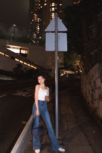 [ 骨感 get! 高腰彈性貼身叭牛! ]Blue Whale High-rise Skinny Flare Jeans