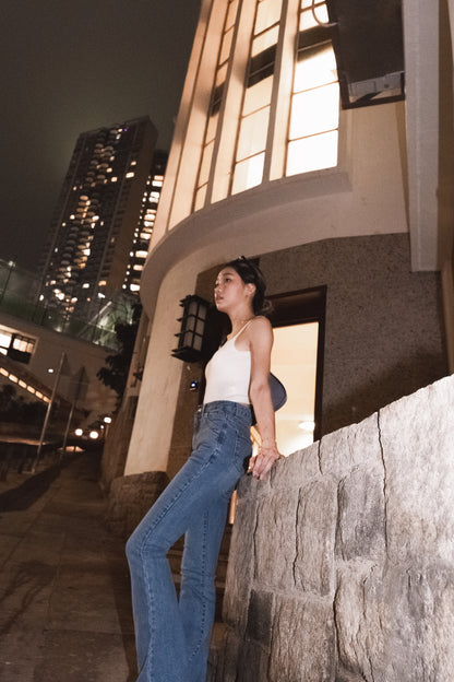 [ 骨感 get! 高腰彈性貼身叭牛! ]Blue Whale High-rise Skinny Flare Jeans