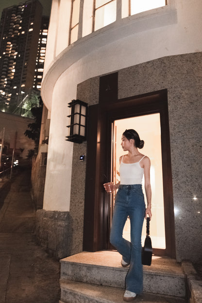 [ 骨感 get! 高腰彈性貼身叭牛! ]Blue Whale High-rise Skinny Flare Jeans