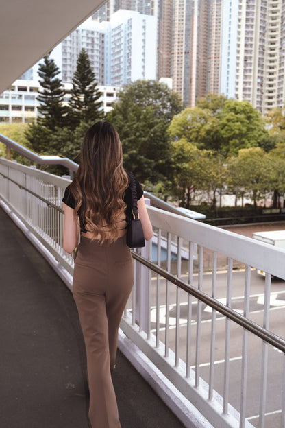 [ 沙漏身形! 彈性西褲 ] Hourglass High-rise Stretchy Flare Slacks - Coffee Brown
