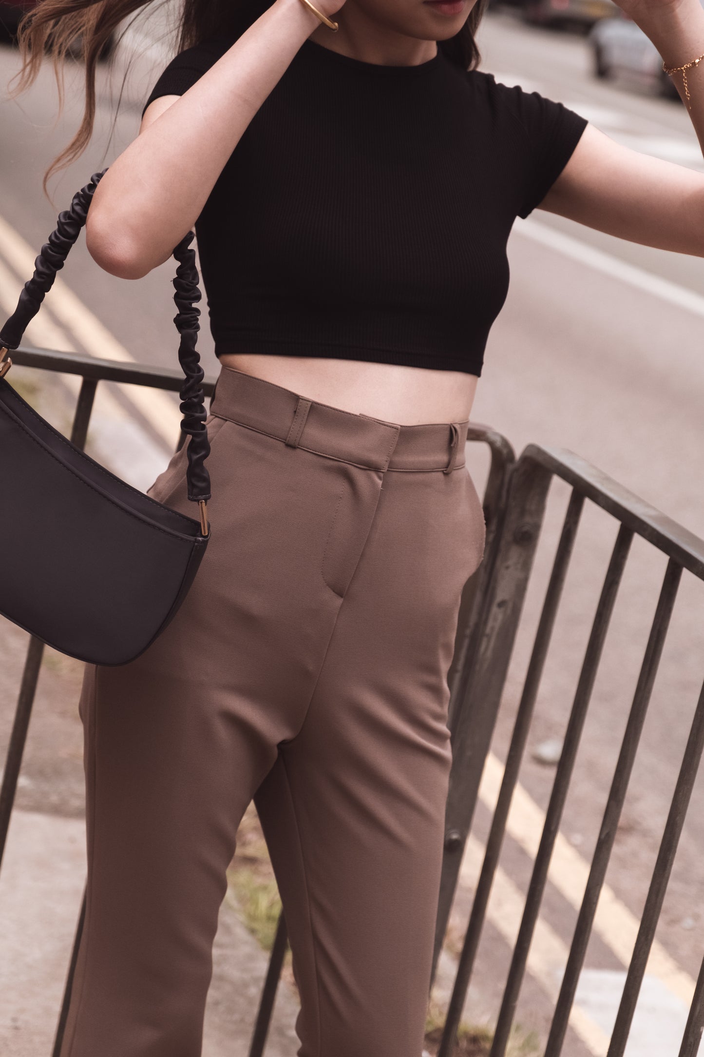 [ 沙漏身形! 彈性西褲 ] Hourglass High-rise Stretchy Flare Slacks - Coffee Brown