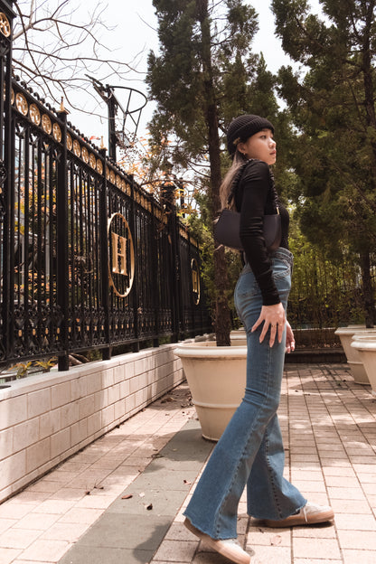 [ 骨感 get! 高腰彈性貼身叭牛! ]Blue Whale High-rise Skinny Flare Jeans